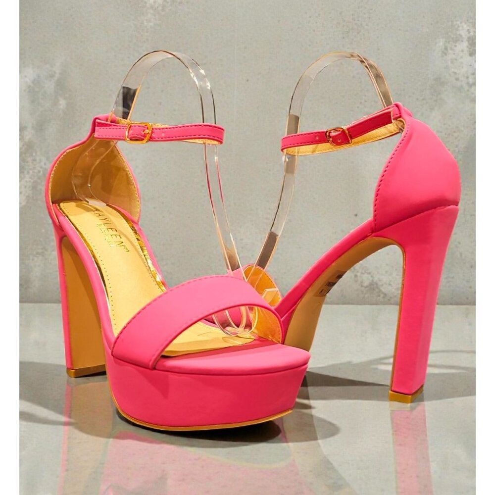 Fuchsia Platform High Heel Ankle Strap Sandals